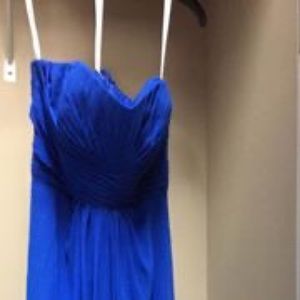 Long blue Chiffon strapless dress